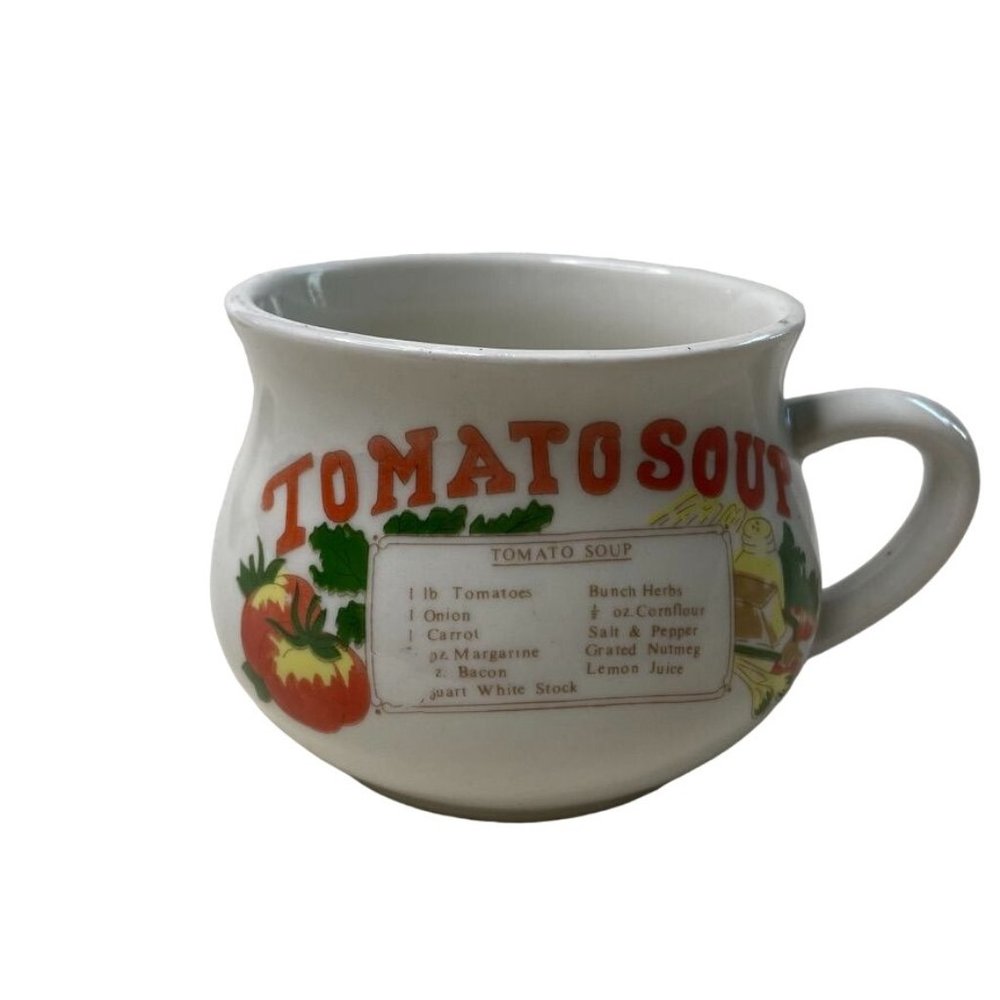 Vintage Tomato Soup Mug Cup Bowl Replacement Recipe on Side u